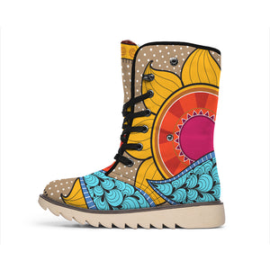 African Sun Print Winter Boots