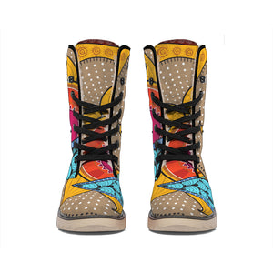 African Sun Print Winter Boots