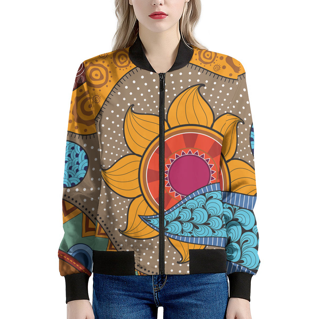 African Sun Print Women's Bomber Jacket