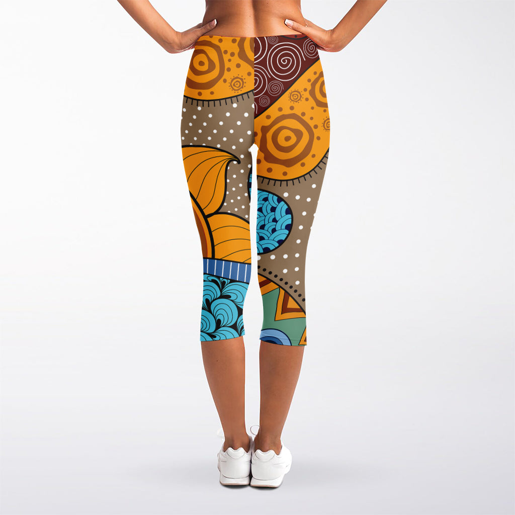 African Sun Print Women's Capri Leggings