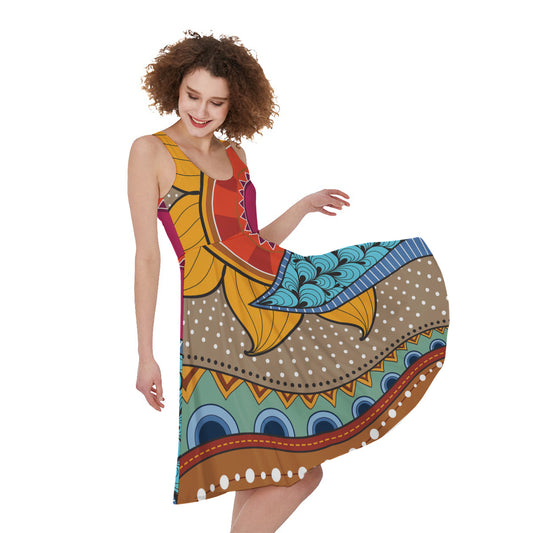 African Sun Print Women's Sleeveless Dress