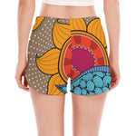 African Sun Print Women's Split Running Shorts