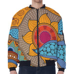 African Sun Print Zip Sleeve Bomber Jacket