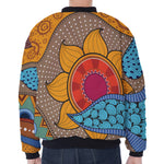 African Sun Print Zip Sleeve Bomber Jacket