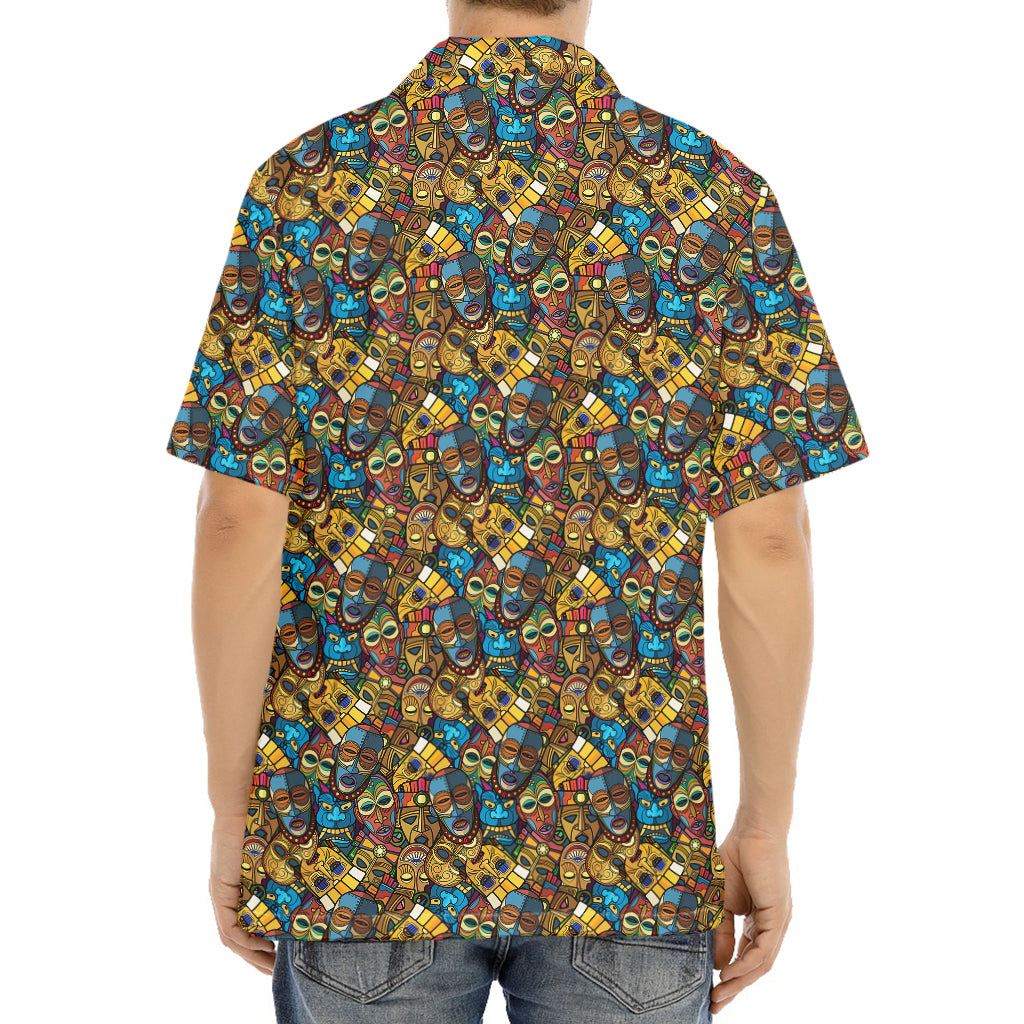 African Totem Masks Pattern Print Aloha Shirt