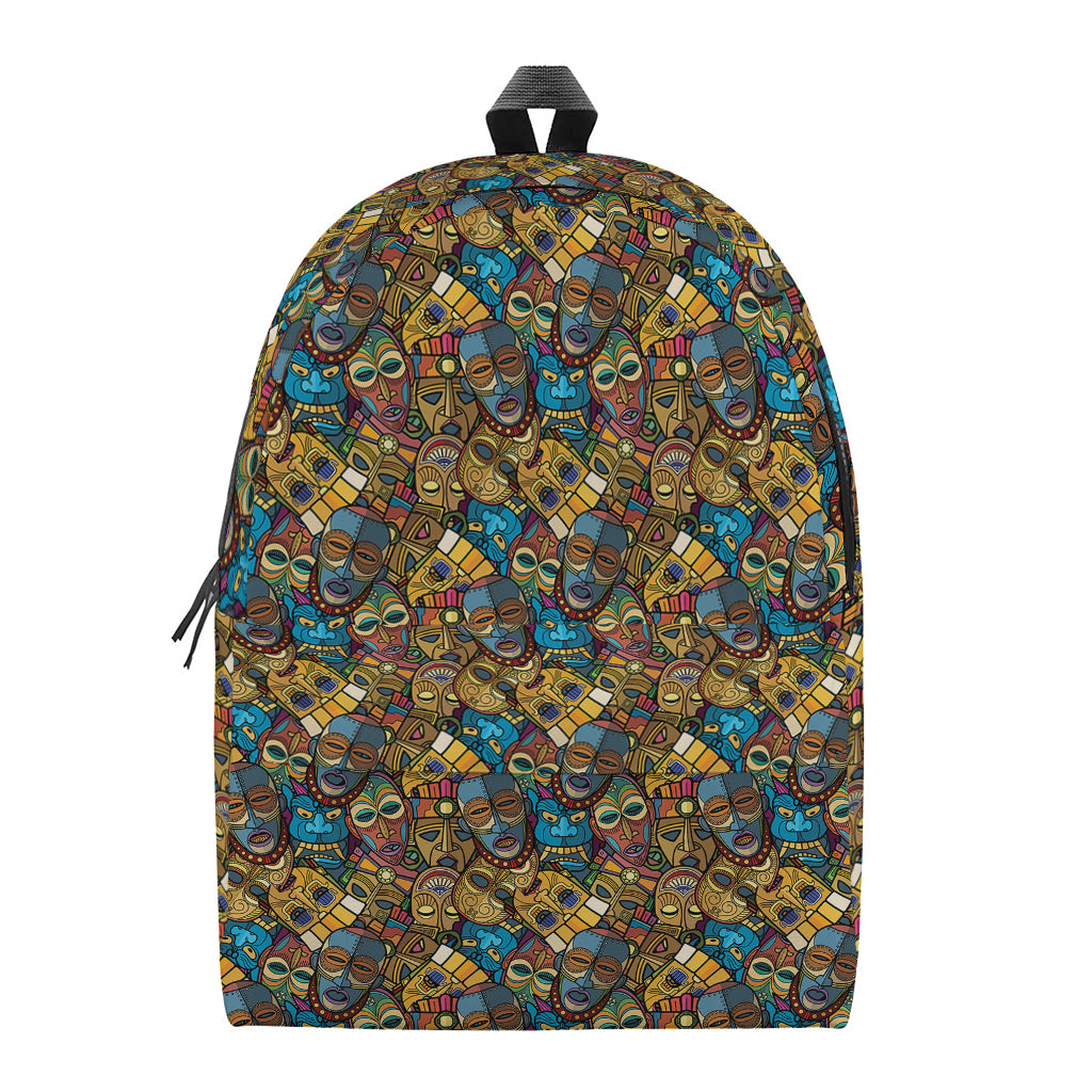 African Totem Masks Pattern Print Backpack