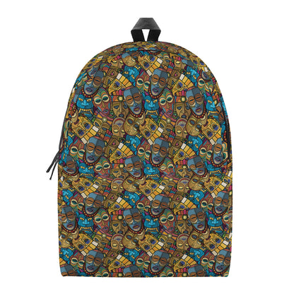 African Totem Masks Pattern Print Backpack