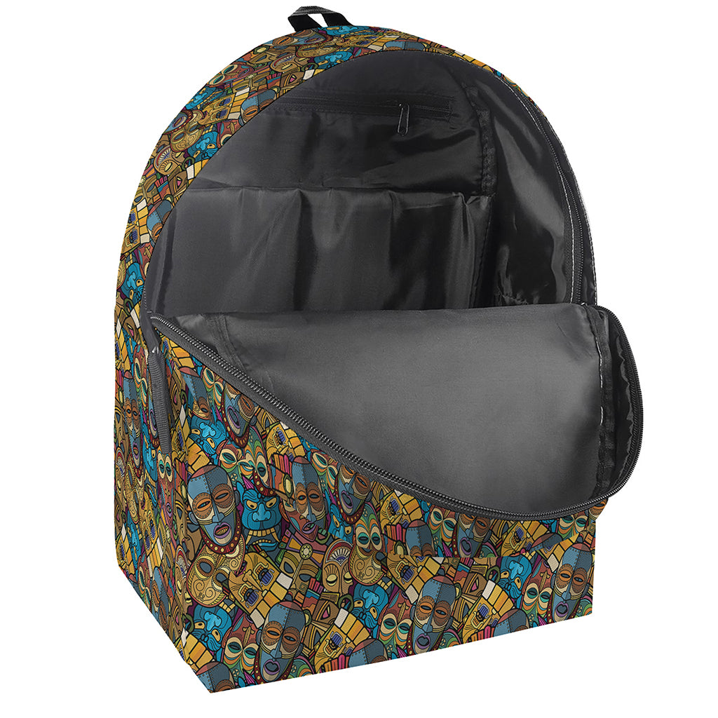 African Totem Masks Pattern Print Backpack