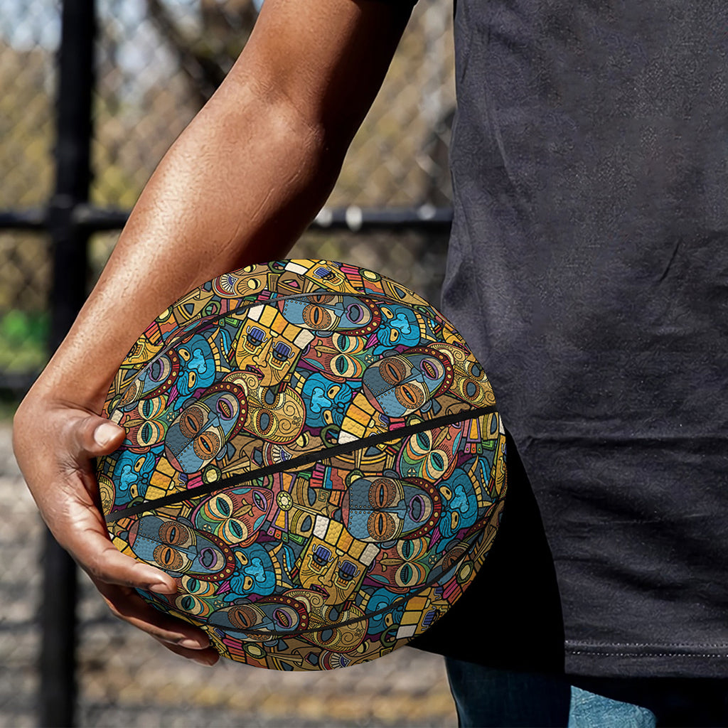 African Totem Masks Pattern Print Basketball