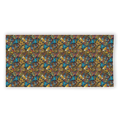African Totem Masks Pattern Print Beach Towel