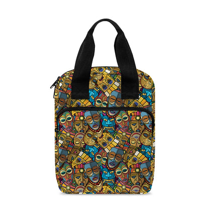 African Totem Masks Pattern Print Bible Tote Bag