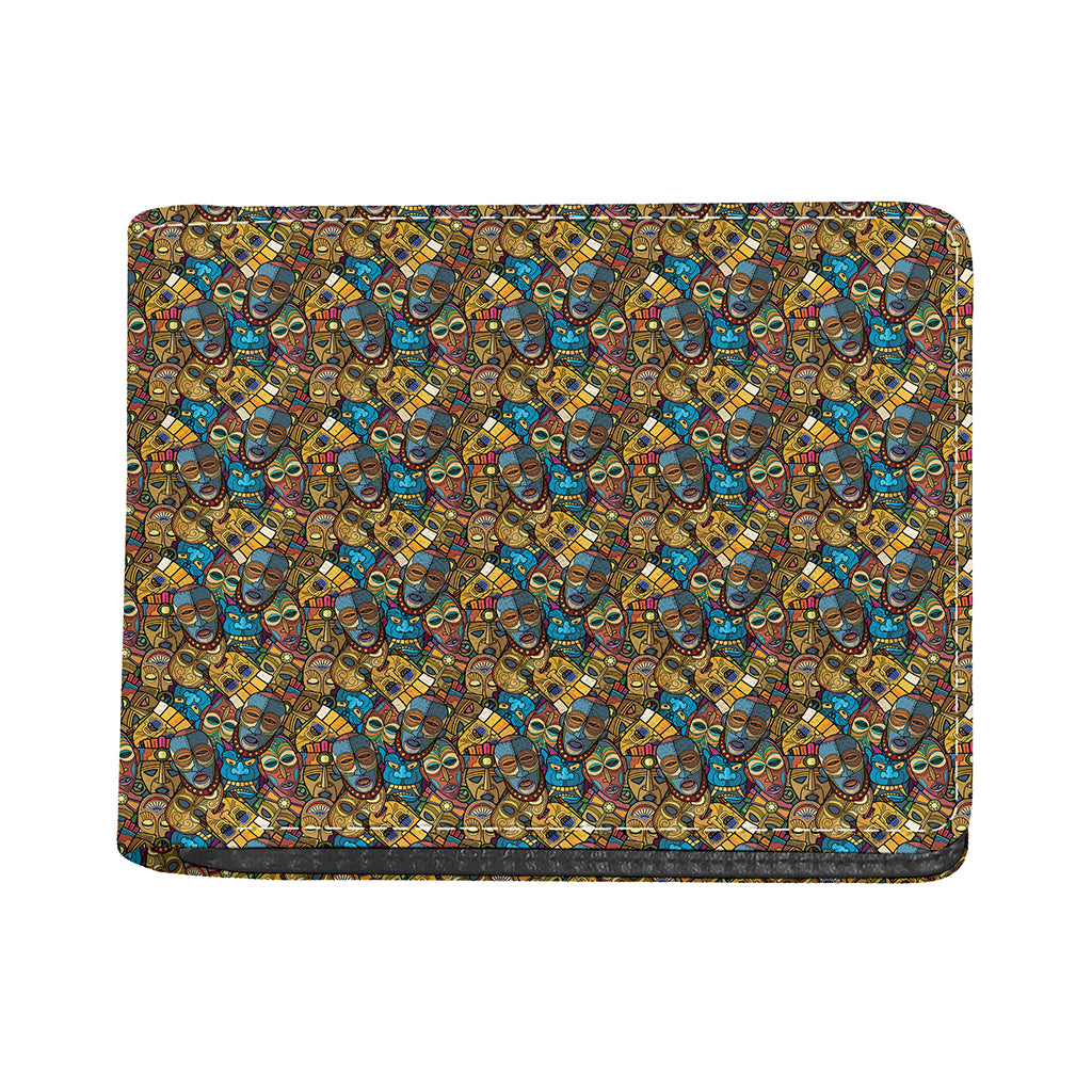 African Totem Masks Pattern Print Bifold Wallet