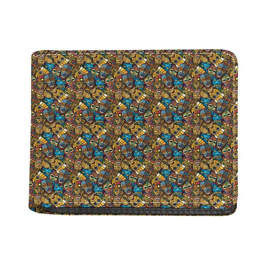 African Totem Masks Pattern Print Bifold Wallet