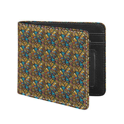 African Totem Masks Pattern Print Bifold Wallet