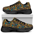 African Totem Masks Pattern Print Black Chunky Shoes