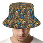 African Totem Masks Pattern Print Bucket Hat