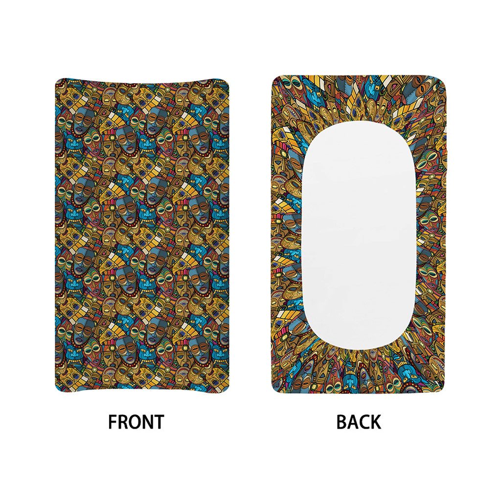 African Totem Masks Pattern Print Changing Pad Cover