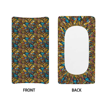 African Totem Masks Pattern Print Changing Pad Cover