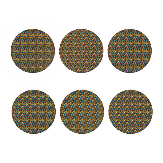 African Totem Masks Pattern Print Coaster Set
