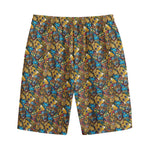 African Totem Masks Pattern Print Cotton Shorts
