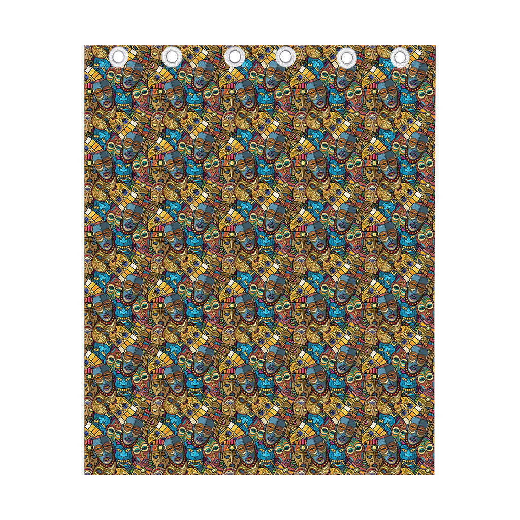 African Totem Masks Pattern Print Curtain