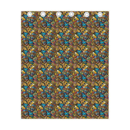 African Totem Masks Pattern Print Curtain