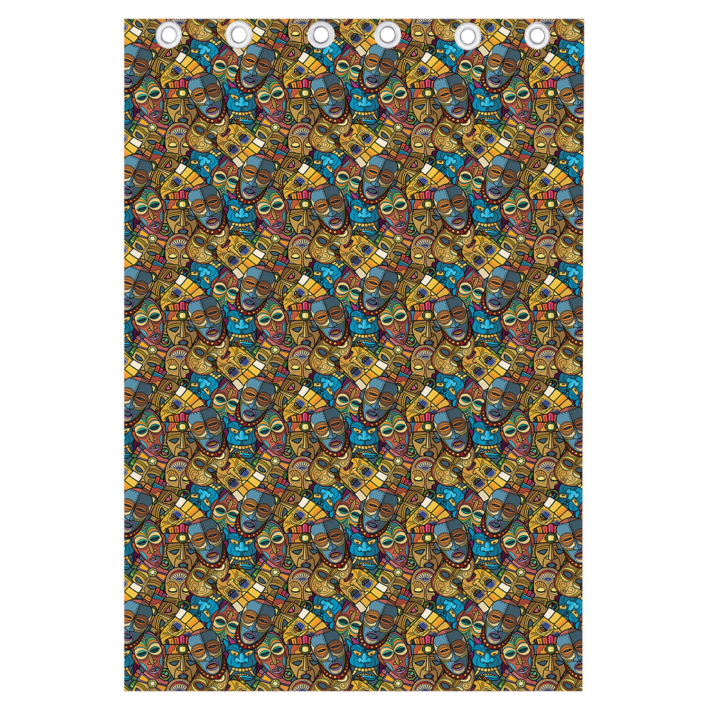 African Totem Masks Pattern Print Curtain