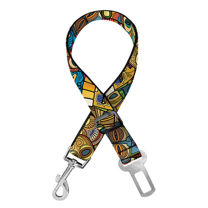 African Totem Masks Pattern Print Dog Seat Belt