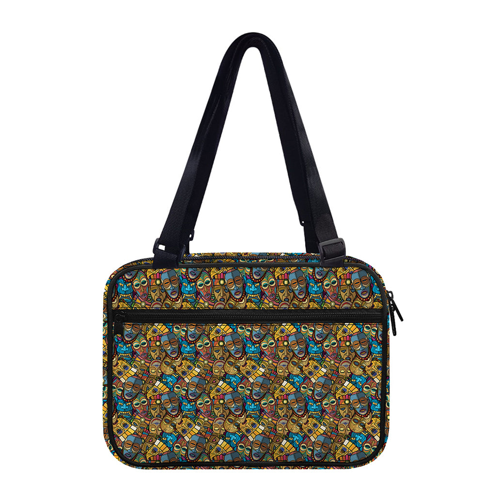 African Totem Masks Pattern Print Double Strap Bible Bag