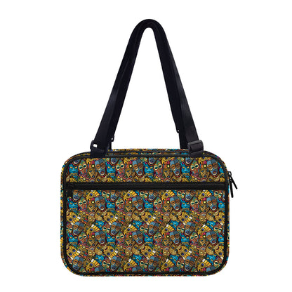 African Totem Masks Pattern Print Double Strap Bible Bag