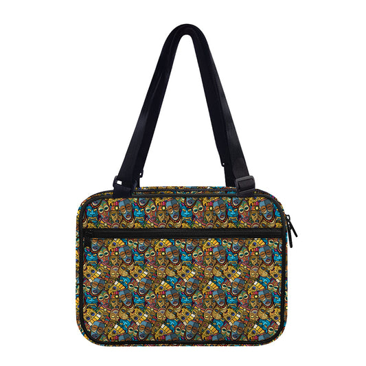 African Totem Masks Pattern Print Double Strap Bible Bag