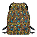 African Totem Masks Pattern Print Drawstring Backpack