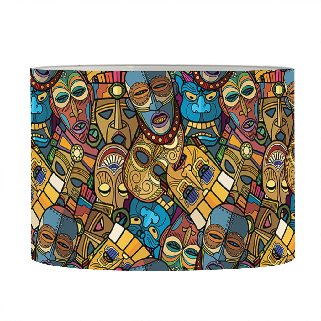 African Totem Masks Pattern Print Drum Lamp Shade