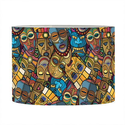 African Totem Masks Pattern Print Drum Lamp Shade