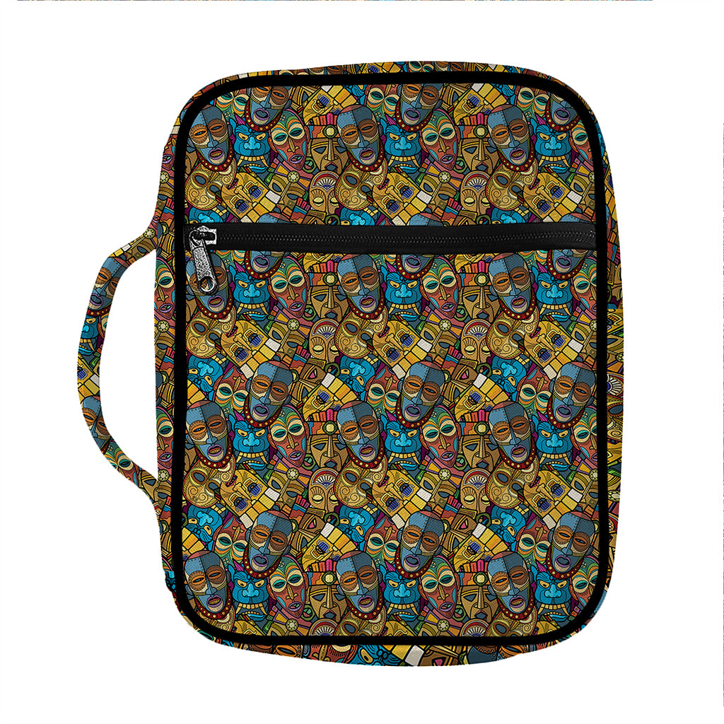 African Totem Masks Pattern Print Front Pocket Bible Bag