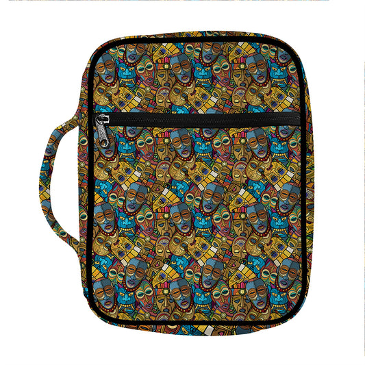 African Totem Masks Pattern Print Front Pocket Bible Bag