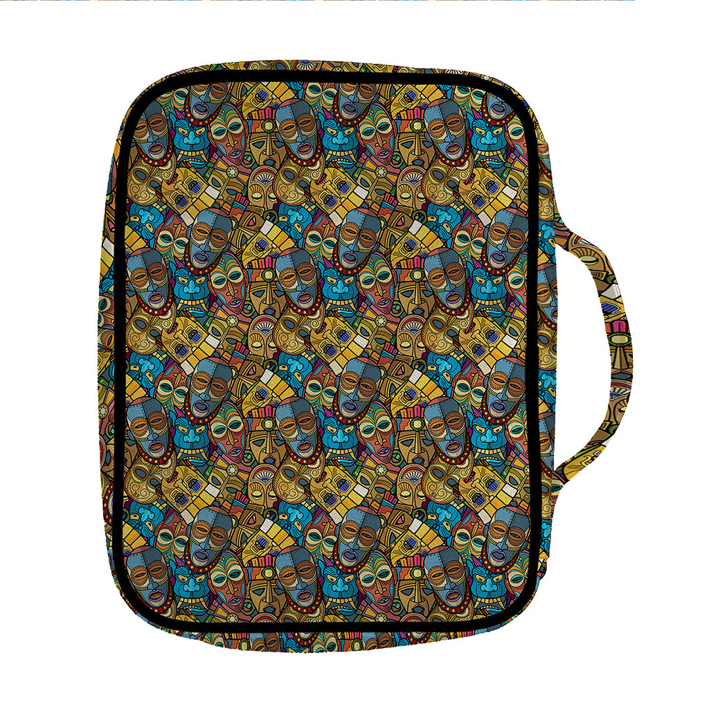 African Totem Masks Pattern Print Front Pocket Bible Bag