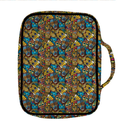 African Totem Masks Pattern Print Front Pocket Bible Bag