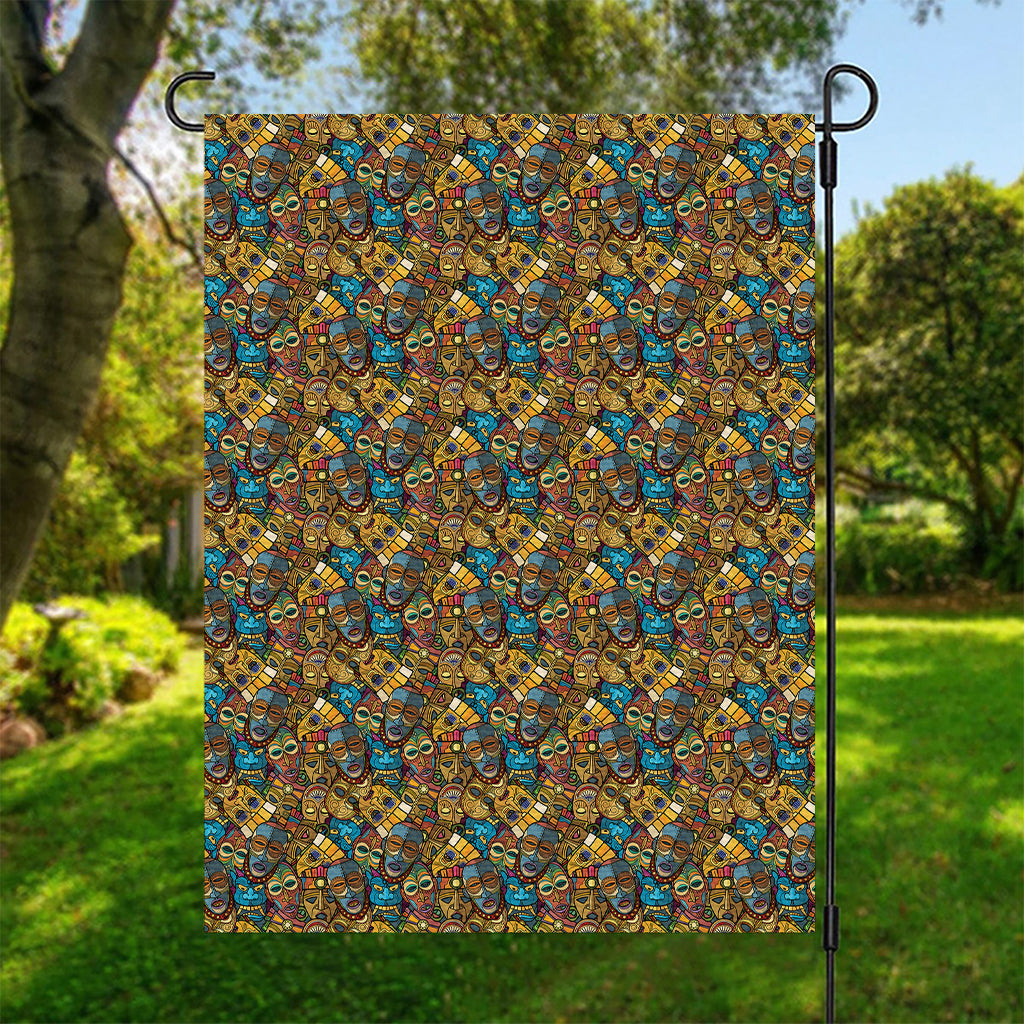 African Totem Masks Pattern Print Garden Flag