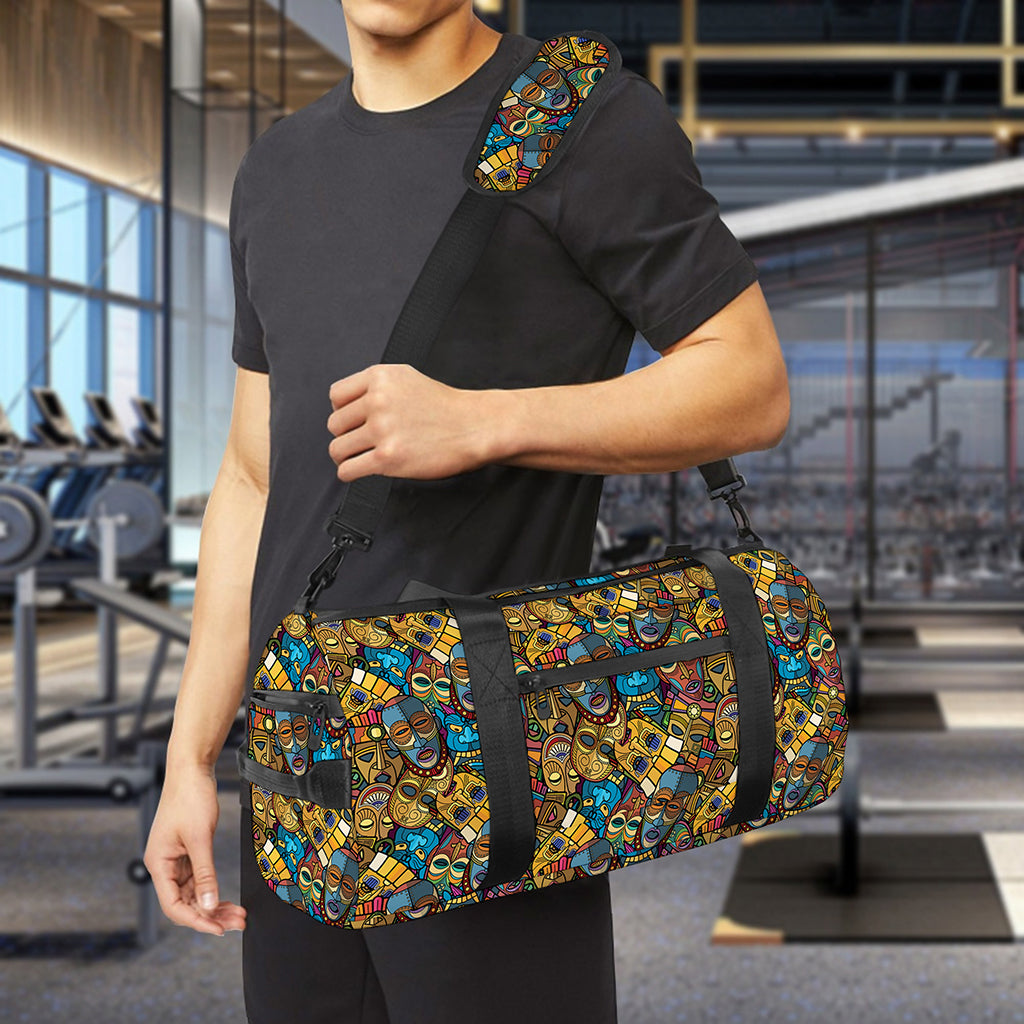 African Totem Masks Pattern Print Gym Bag