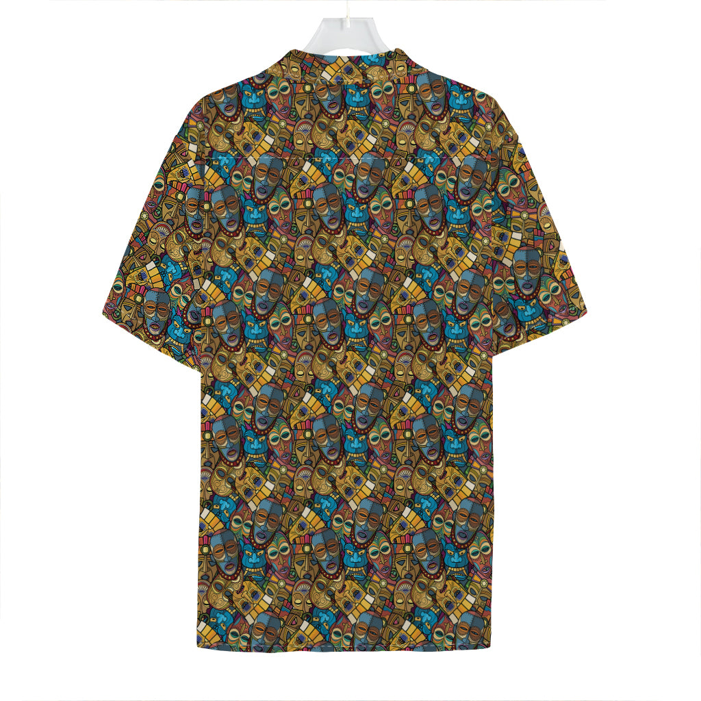 African Totem Masks Pattern Print Hawaiian Shirt