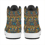 African Totem Masks Pattern Print High Top Leather Sneakers