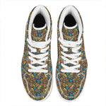 African Totem Masks Pattern Print High Top Leather Sneakers