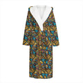 African Totem Masks Pattern Print Hooded Bathrobe
