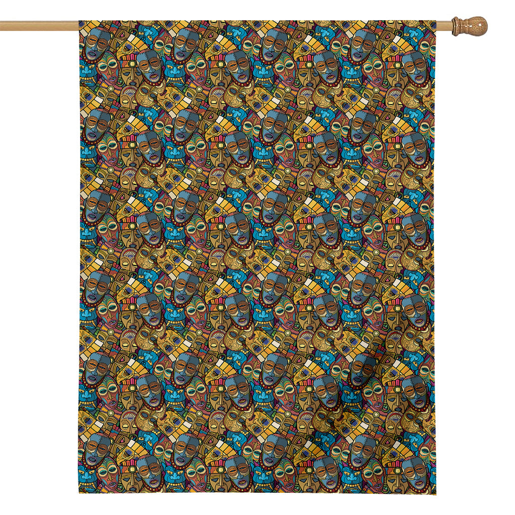 African Totem Masks Pattern Print House Flag