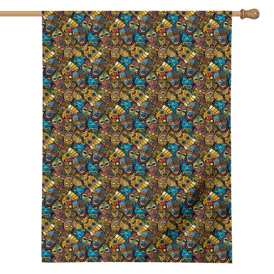 African Totem Masks Pattern Print House Flag