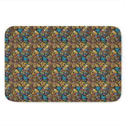 African Totem Masks Pattern Print Indoor Door Mat