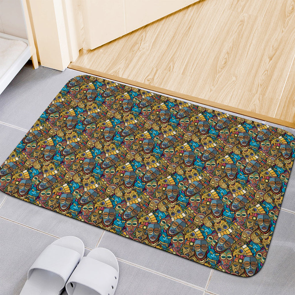 African Totem Masks Pattern Print Indoor Door Mat