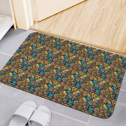 African Totem Masks Pattern Print Indoor Door Mat