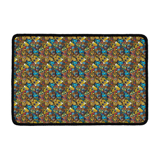 African Totem Masks Pattern Print Kitchen Mat